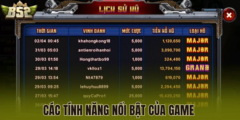 Các tính năng nổi bật của game