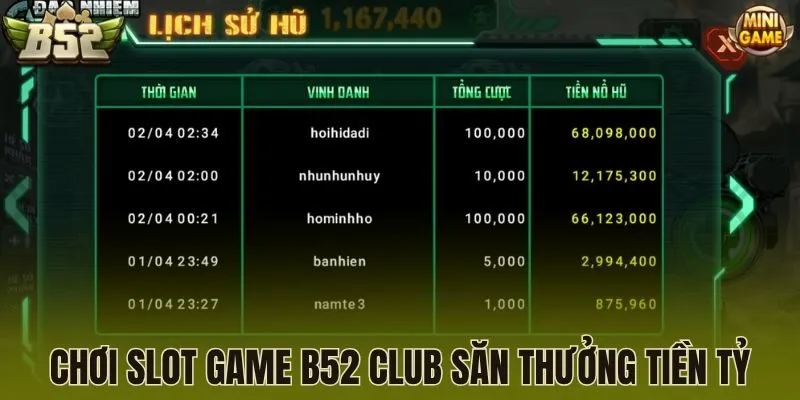 Chơi slot game B52 Club săn thưởng tiền tỷ