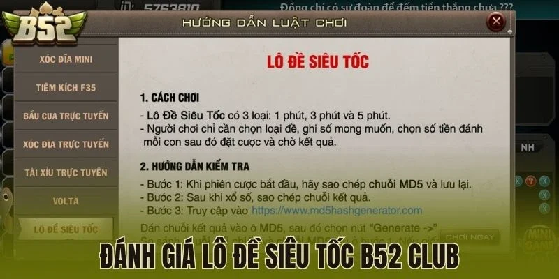 Đánh giá Lô đề siêu tốc B52 Club