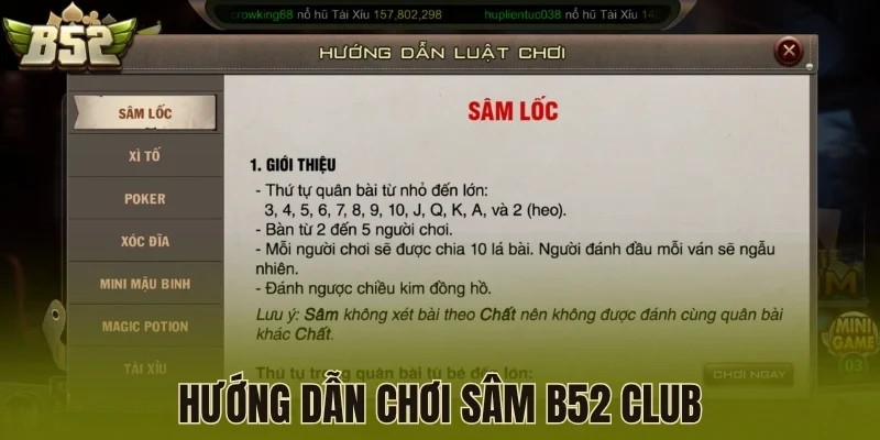 Hướng dẫn chơi Sâm B52 Club