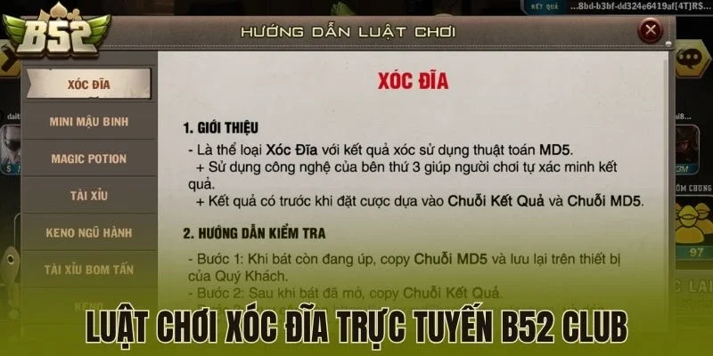 Luật chơi xóc đĩa trực tuyến B52 Club