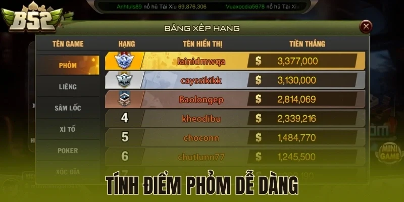 Tính điểm Phỏm dễ dàng