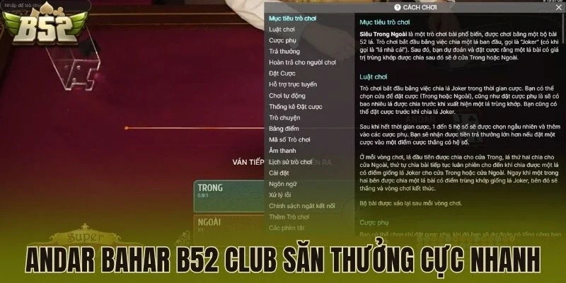 Andar Bahar B52 Club săn thưởng cực nhanh