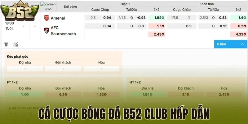 Cá cược bóng đá B52 Club hấp dẫn
