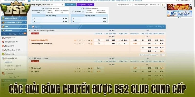 Các giải bóng chuyền được B52 Club cung cấp