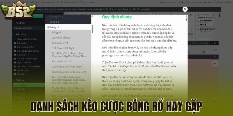Danh sách kèo cược bóng rổ hay gặp