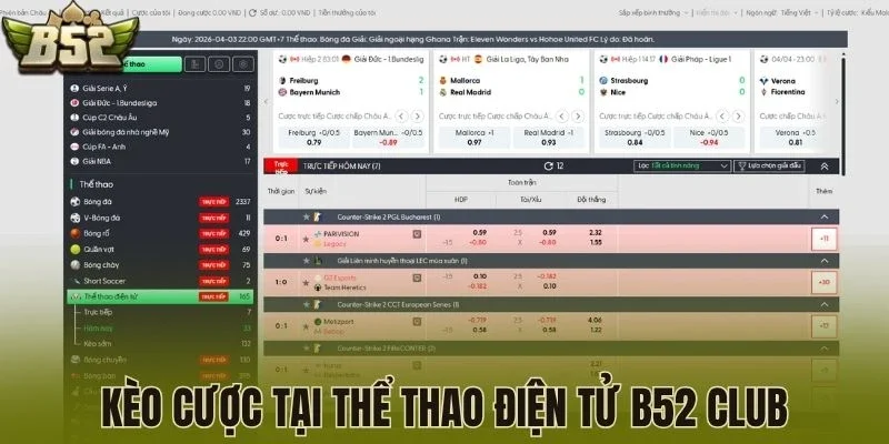Kèo cược cập nhật tại thể thao điện tử B52 Club