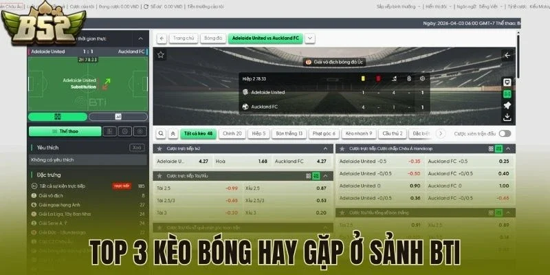Top 3 kèo bóng hay gặp ở sảnh BTI
